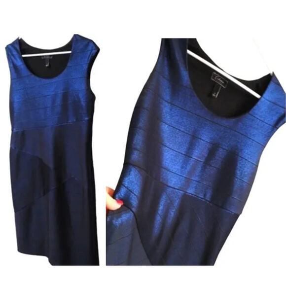 Collection Dressbarn Dress Sz 8 BLUE Iridescent Sleeveless Cocktail Wedding City - Picture 1 of 10